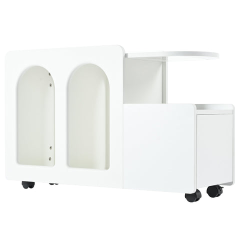 Rootz White Side Cabinet - Storage Trolley - Rolling Cart - High Stability - 82x30x53 cm