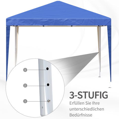 Rootz Pop-Up Folding Gazebo - Garden Tent - Party Pavilion - UV Protection - 2.95 x 2.95m - Steel & Oxford Fabric - Blue