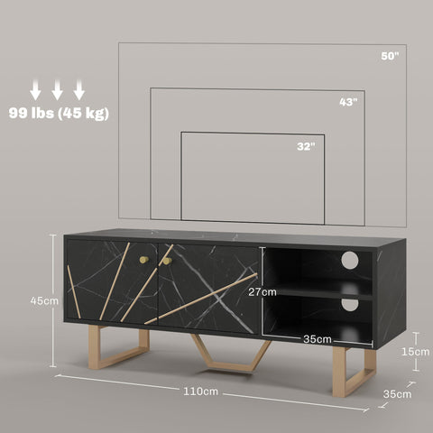 Rootz TV Cabinet - TV Stand - Entertainment Center - Ample Storage - 110cm x 35cm x 45cm