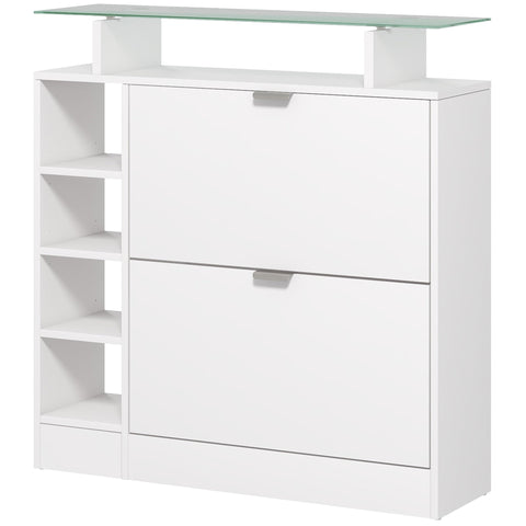 Rootz Shoe Cabinet with 2 Tiltable Drawers - Shoe Storage - Footwear Organizer - Customizable Shelves - 89 x 25 x 92 cm