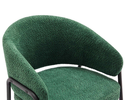 Rootz Dining Chair - Armchair - Lambskin Look - Ergonomic Comfort - Velvet Fabric - 49cm x 48cm x 78cm - Dark Green