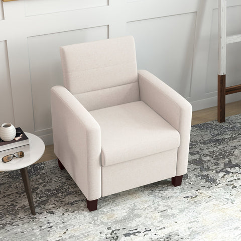 Rootz Upholstery Armchair - Linen Look Chair - Wooden Frame Chair - Comfortable Seating - 71cm x 87cm