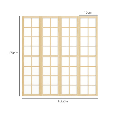 Rootz Foldable Room Divider - Privacy Screen - Free-standing Partition - Elegant Design - 160cm x 1.7cm x 170cm