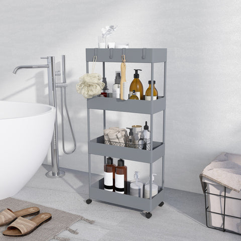 Rootz Kitchen Cart - Niche Car - Storage Trolley - Extra Space - Grey - 40cm x 19cm x 90cm