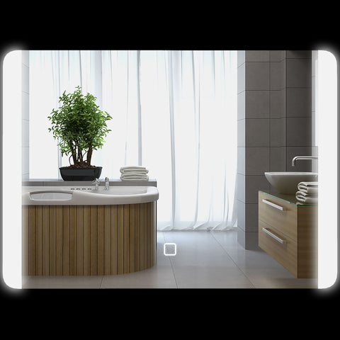 Rootz LED Bathroom Mirror - Illuminated Vanity Mirror - Adjustable Light - Anti-Fog - 50cm x 70cm - Perfect for Makeup & Shaving