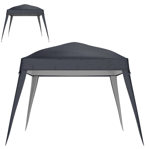 Rootz Pavilion Replacement Roof - Garden Tent Cover - Tarpaulin Canopy - UPF50+ Protection - 3x3m Base, 2.4x2.4m Top - Grey Oxford Fabric