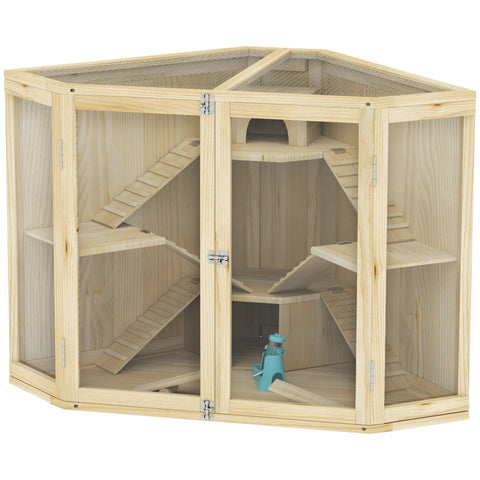 Rootz 4 Tier Hamster Cage - Small Animal House - Wooden Habitat - Spacious Design - 115 x 69.5 x 79 cm