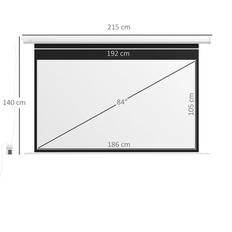 Rootz Beamer Canvas - Projection Screen - Motorized Screen - Enhances Viewing Experience - 215cm x 8cm x 140cm - Remote Control