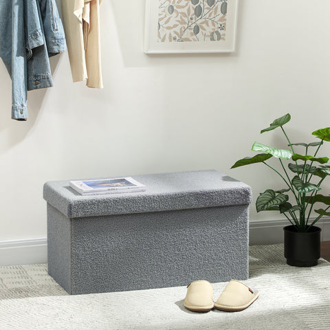 Rootz Storage Stool - Upholstered Bench - Foot Rest - 84L Storage - 76cm x 38cm - Grey
