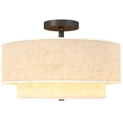 Rootz Ceiling Lamp - Hanging Lamp - Linen Look - White- Soft Ambient Lighting - Dimensions Ø40cm x 26H cm