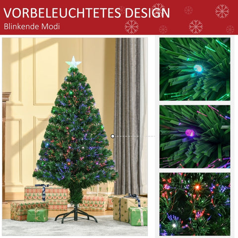 Rootz Artificial Christmas Tree with LED Lights - Holiday Tree - Festive Decor - Realistic Design - Vibrant LED Lights - Easy Setup - 120cm x 60cm - PVC and Metal