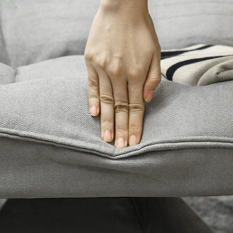 Rootz Fauteuil - Leesstoel - Draaibaar - Zitkussen - Vloerbank - Imitatielinnen - Fluweellook - Lichtgrijs - 62 cm x 70 cm x 95 cm