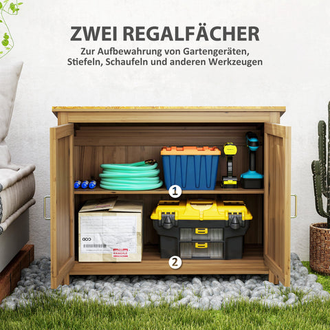 Rootz Wooden Garden Cabinet - Storage Chest - Tool Organizer - Weatherproof Design - 110cm x 50cm x 85cm