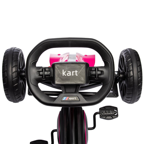 Rootz Children's Go-Kart - Pedal Vehicle - Kid's Racer - Adjustable Seat - Promotes Activity - 100cm x 58cm x 58.5cm - Ages 3-8 - Pink, Black
