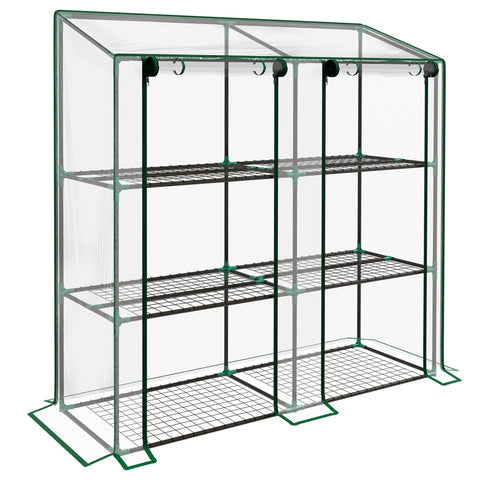 Rootz 3-Tier Mini Greenhouse - Compact Plant Stand - Garden Shelter - Protects Crops - 143L x 46W x 141/151H cm