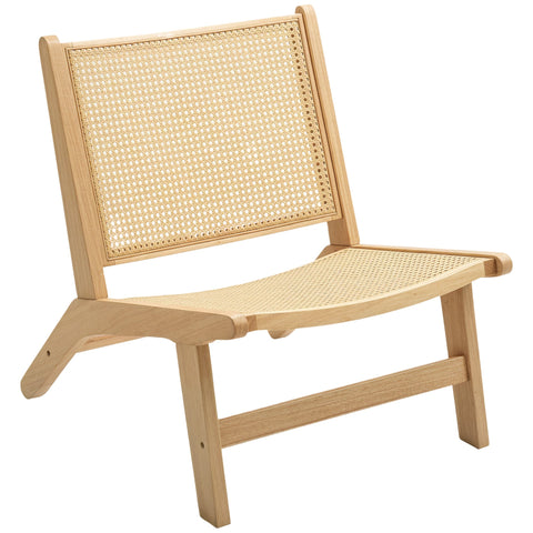 Rootz Rattan Chair - Reading Chair - Wooden Frame - Breathable Design - 64cm x 70cm x 74cm