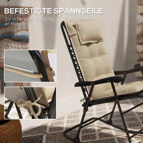 Rootz 2 Piece Sun Lounger Cushion Set - Garden Lounger Pads - Upholstered Cushions - Water-Repellent - Soft Cotton Comfort - 50x116x5 cm, Brown