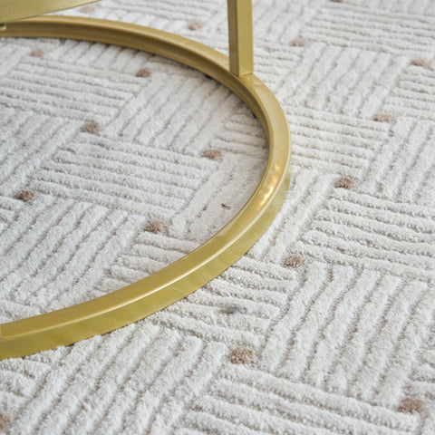 Rootz Gold-Plated Nesting Table Set - Height-Adjustable Coffee Table - Versatile Side Table - Stylish Storage - 70x70x42/56.5cm + 60x60x24cm