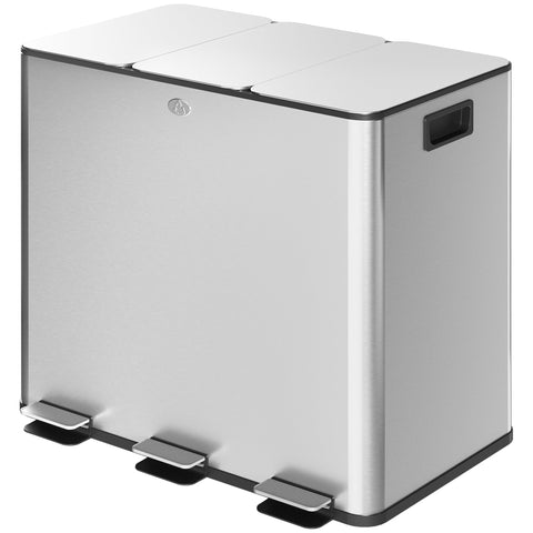 Rootz Garbage Can - Trash Bin - Waste Container - Fingerprint-proof Soft-Close - Silver - 61.9 x 36.6 x 43.2 cm