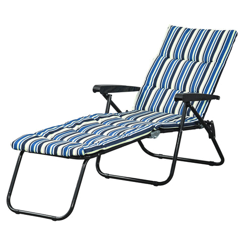 Rootz Sun Lounger Foldable Deck Chair - Beach Chair - Outdoor Recliner - 6-Position Comfort - 153cm x 58.5cm x 89cm