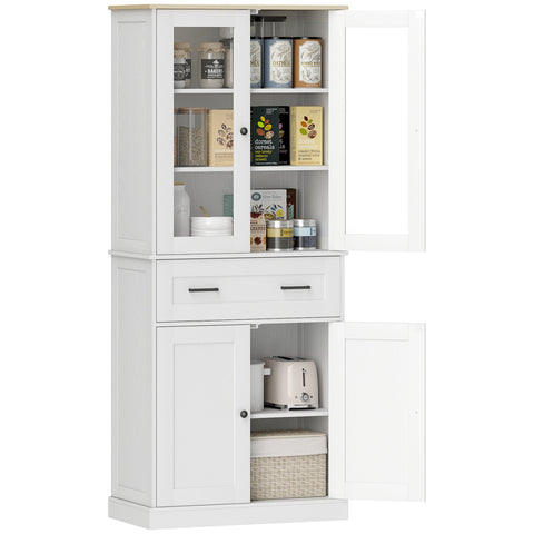 Rootz Kitchen Cabinet - Buffet - Acrylic Front Drawers - Extra Storage - 76 x 40 x 182.5 cm White