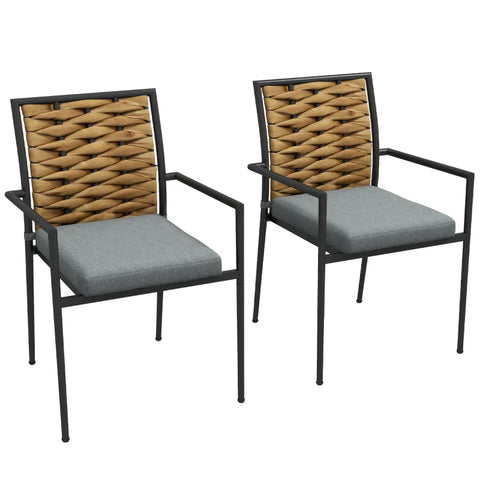Rootz Garden Chairs - Outdoor Chairs - Patio Chairs - Seat Cushions - Weather Resistant - Modern Design - PE Rattan - Polyester - Brown-Gray - 40W x 47D cm