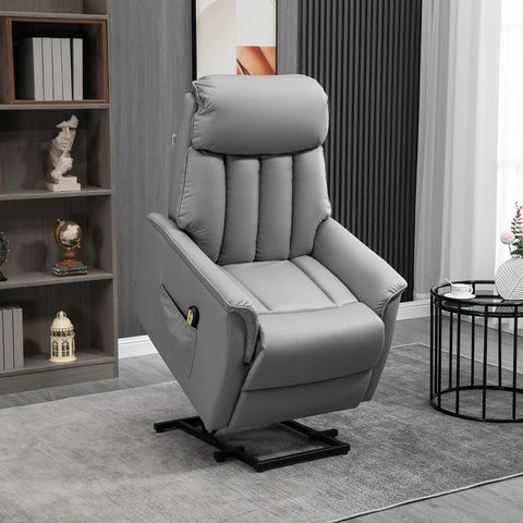 Rootz Stand-up Chair - Relaxation Chair - TV Chair - Including Cable Remote Control - 1 Side Pocket - Gray - 80 x 94 x 104 cm