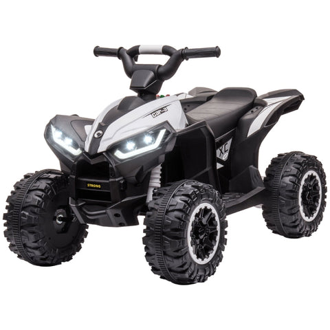 Rootz Children's Quad Electric Car - Kids Electric ATV - Ride-On Vehicle - Ergonomic Seat - LED Headlights - 83cm x 53cm x 55.5cm - Black + White
