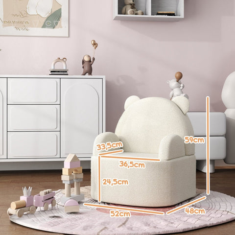 Rootz Children's Bear Armchair - Kids Chair - Toddler Seat - Soft Teddy Fleece - Cozy Comfort - 52cm x 48cm x 59cm