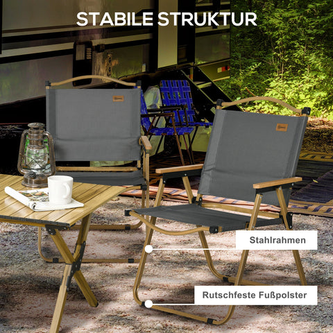 Rootz 2 Piece Set Camping Chairs - Foldable Beach Chairs - Steel Frame - Portable with Handle - 54x59x78cm, 130kg Load Capacity