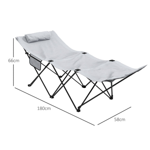 Rootz Lot de 2 Foldable Sun Loungers - Garden Loungers - Reclining Chairs - Oxford Headrest - 180cm x 58cm x 66cm