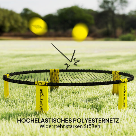Rootz Roundnet Set Gameet - Spikeball Set - Beach Game - Stability Guaranteed - Ø92 x 20 cm - Yellow & Black