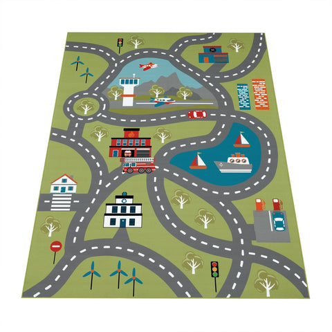 Play Street Rug – Creative Kids’ Room Carpet – Soft, Durable & Easy-Clean – City Map Design
