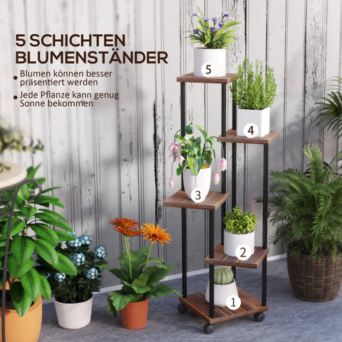 Rootz 5 Level Flower Stand - Plant Stand - Offset Design - Optimal Sunlight - 59l x 59b x 110h cm