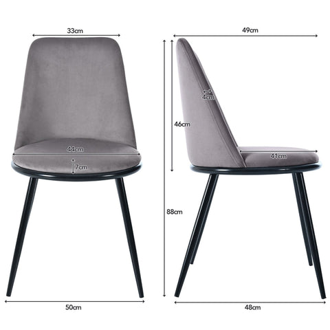 Rootz 2 Piece Set Dining Chairs - Velvet Upholstery - Ergonomic Chairs - Back Support - 50L x 48W x 88H cm