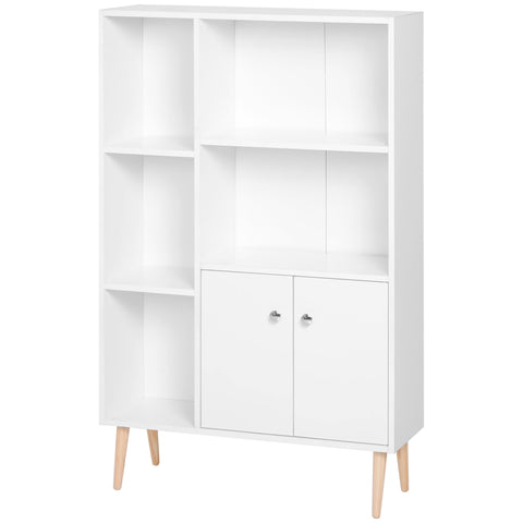 Rootz Scandinavian Bookshelf - White Storage Unit - Display Shelf - Modern Design - 80l x 23.5b x 123h cm