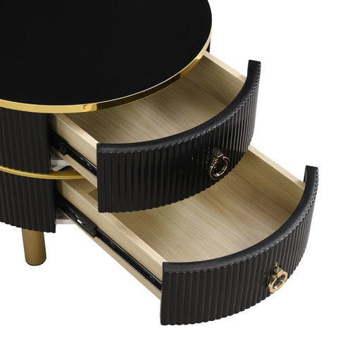 Rootz Modern 2-in-1 Coffee Table Set - Marble Pattern Table - High Gloss Tabletop - Space Saving - 70 x 70 x 46 cm & 50 x 50 x 40 cm