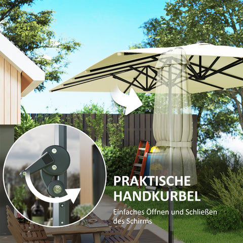 Rootz Double-Sided Umbrella - Parasol - Sunshade - UPF50+ Protection - 451cm x 264cm - Aluminum Mast