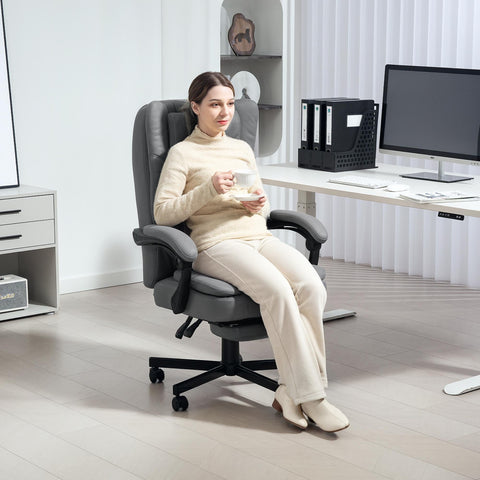 Rootz Grey Office Chair - Ergonomic Desk Chair - Massage Function - Relaxation & Comfort - 64cm x 69cm x 112-120cm