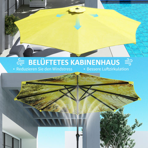 Rootz Parasol Ø294cm - Garden Umbrella - Outdoor Canopy - Easy Tilt & Crank - 180 GSM Polyester - 294cm x 247cm