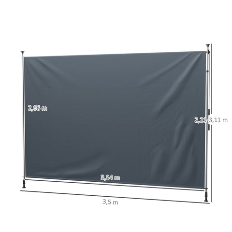 Rootz Klemmmarkise with Hand Crank - Adjustable Joint Arm Awning - Sun Protection - UPF30+ - 350cm x 221-311cm - Grey