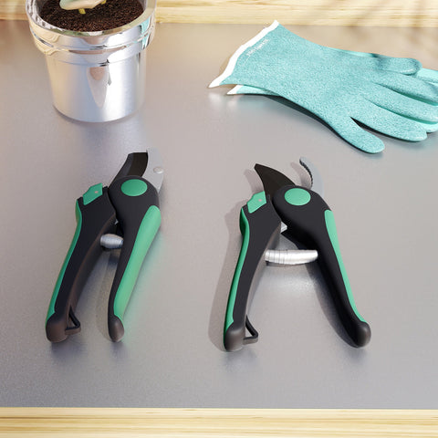 Rootz 2 Piece Garden Tool Set - Pruning Shears - Garden Scissors - Durable Metal - 21cm L x 6cm B x 2cm H