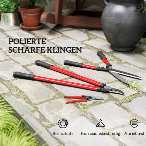 Rootz Hedge Trimmer Set - Garden Scissors - Pruning Shears - Effortless Gardening - Red+Black - Scissors 51.5x17.5x4cm, Shears 65x20x2.4cm