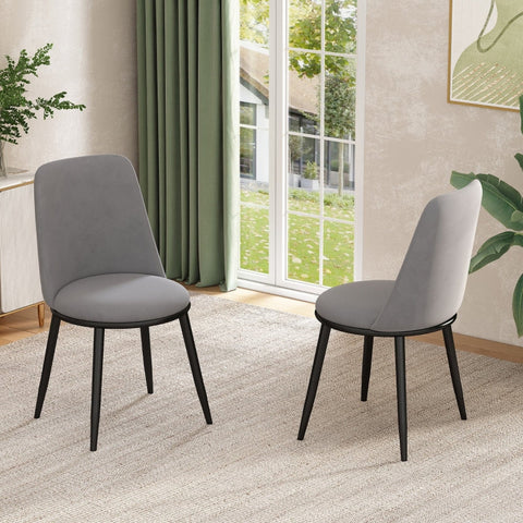 Rootz 2 Piece Set Dining Chairs - Velvet Upholstery - Ergonomic Chairs - Back Support - 50L x 48W x 88H cm