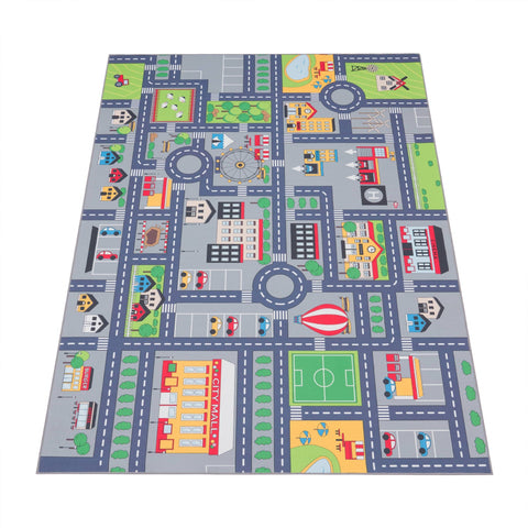 Children’s Play Rug – Creative City Street Map – Durable & Soft – Easy Clean