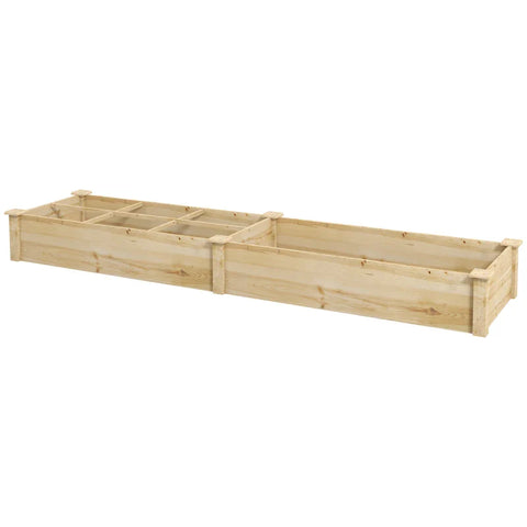 Rootz Raised Bed - Planter Box - 2 Pieces - Open Bottom - Wood Frame - Fir Wood - Easy Assembly - Natural - 237 x 60 x 25cm