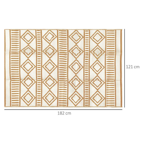 Rootz Outdoor Rug - Patio Rug - Weather Resistant - Modern Design - Non-woven Fabric - Green + Cream - 121cm x 182cm x 0.3cm