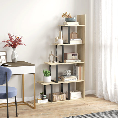 Rootz Bookcase Room Divider - Industrial Shelf - Stair Shelving - New York Loft Style - 102 x 30 x 160 cm Brown