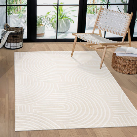 Modern Geometric Rug – Soft Short Pile – Durable & Easy Care – High-Low Texture