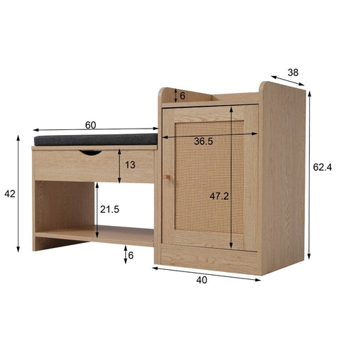 Rootz Shoe Bench Shoe Rack - Footwear Organizer - Storage Solution - Comfortable Seat - 100L x 38W x 62.5H cm